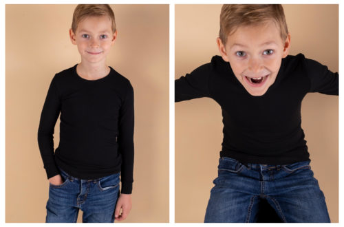 Świąteczna stylizacja dla chłopca z czarną bluzką