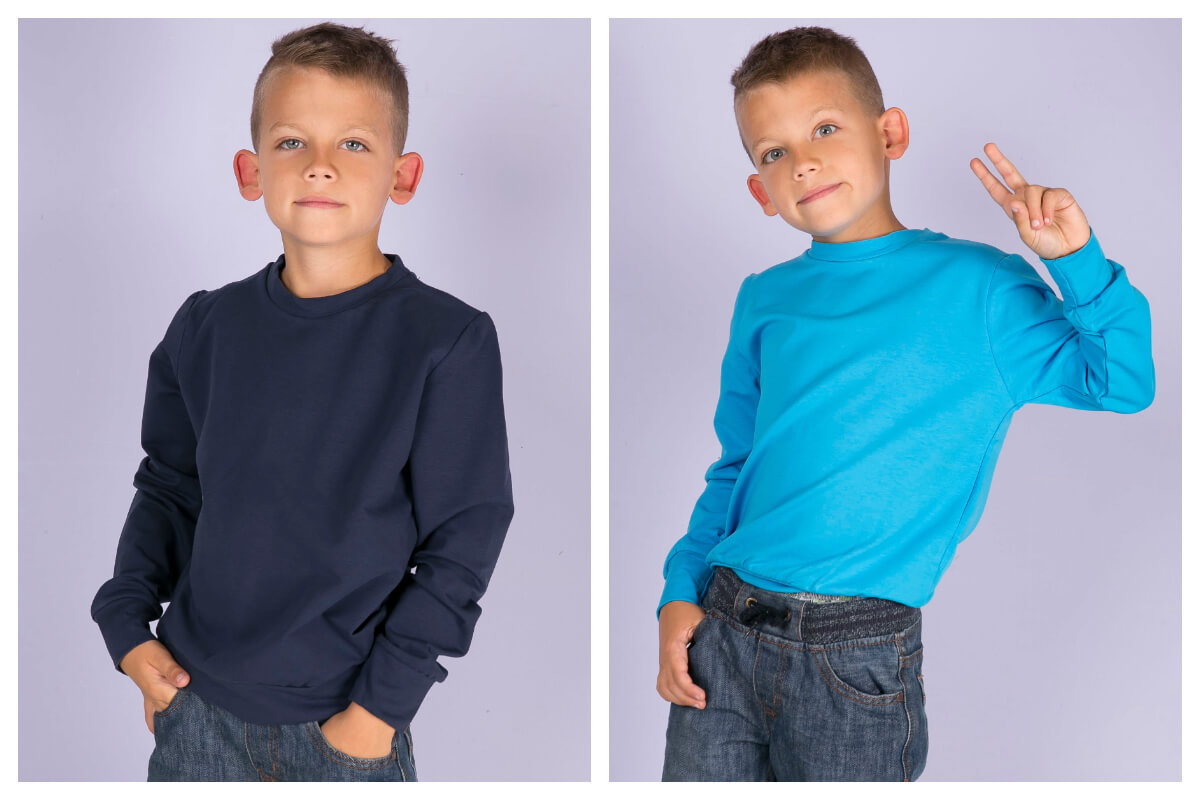Ubrania dla chłopca z modną bluzą w kolorze niebieskim