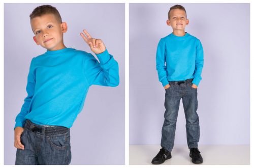 Ubrania dla chłopca na wiosnę z modną bluzą w kolorze niebieskim